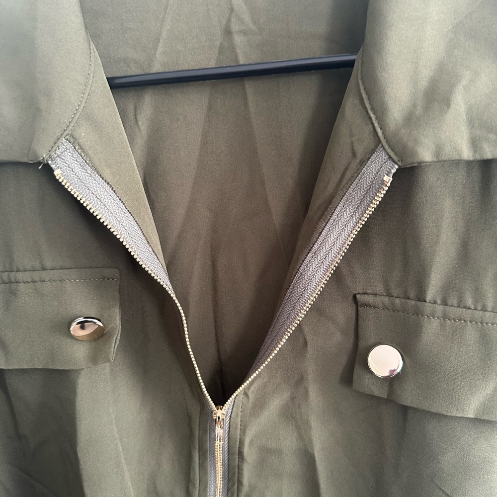 Olive Green ladies zip up shirt